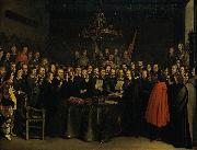 Ratification of the Peace of Munster between Spain and the Dutch Republic in the town hall of Munster, 15 May 1648., Gerard ter Borch the Younger